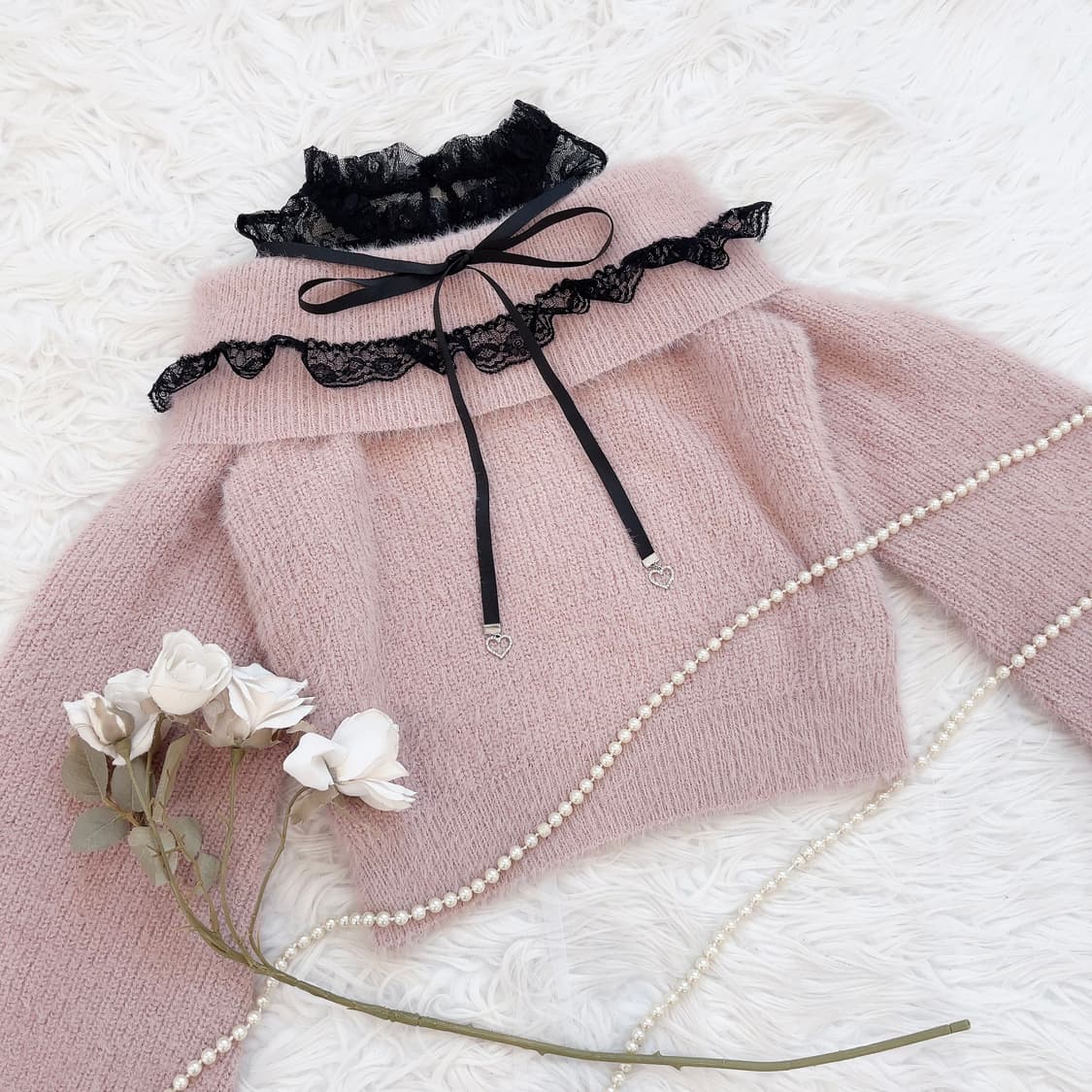 ma*rs 오프숄더 샤기 니트 앙고라 니트 지뢰계 양산형 마즈 리즈리사 상품이미지1