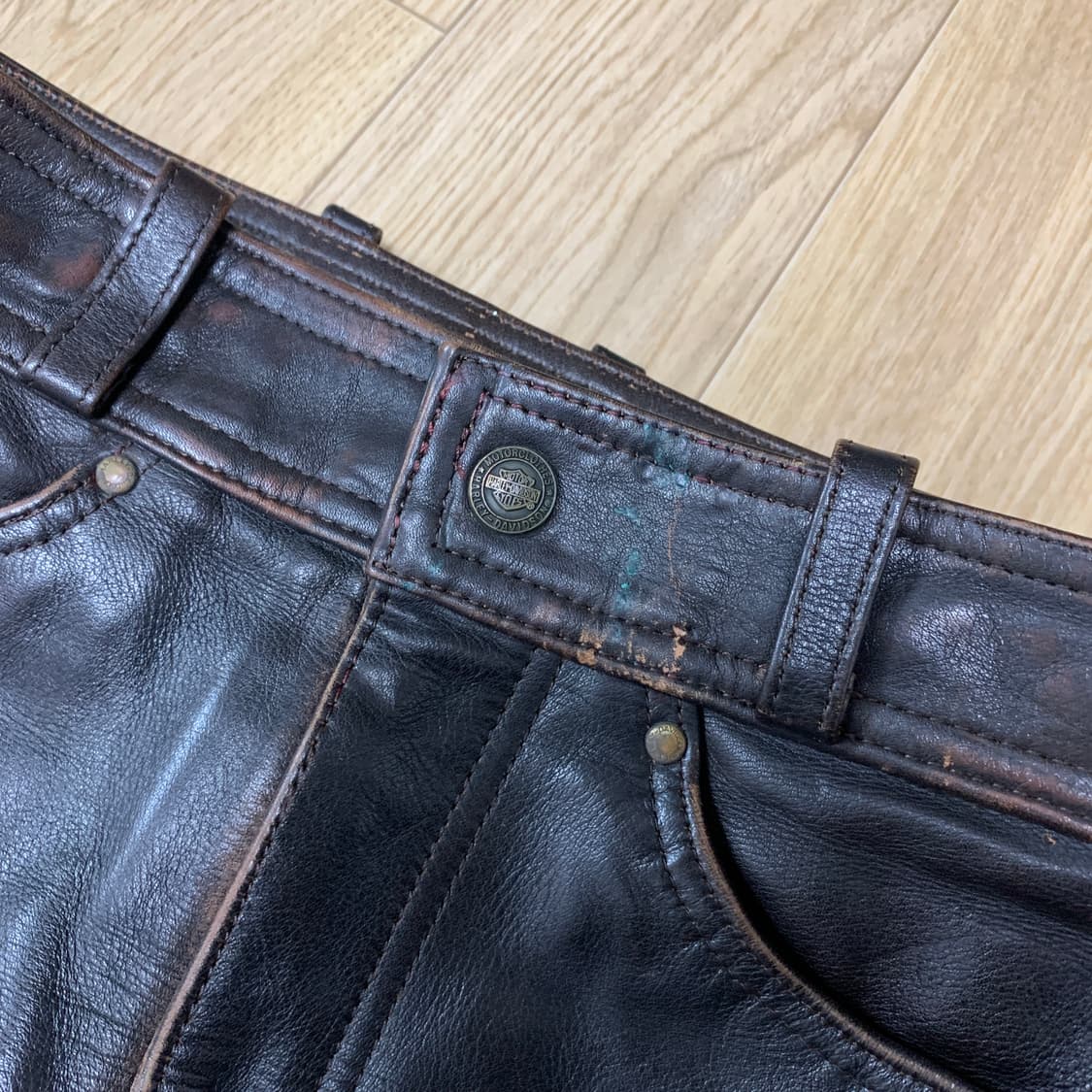 29)할리데이비슨 브라운 소가죽 팬츠 상품이미지5