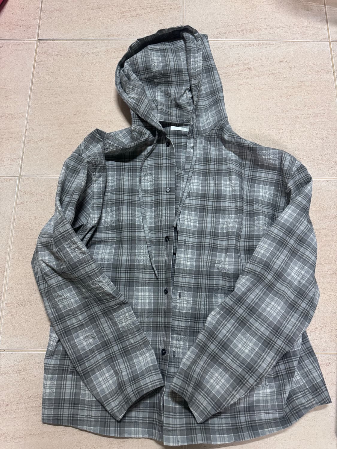 자라 후드체크 오버셔츠 m사이즈(100정도) 상품이미지3