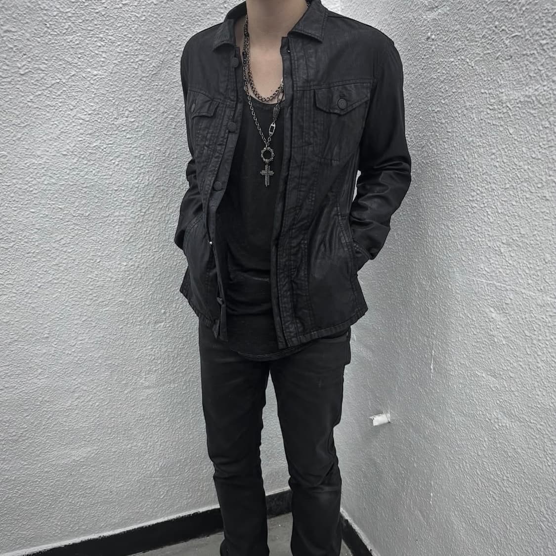 Tornado mart waxed black jacket 상품이미지4