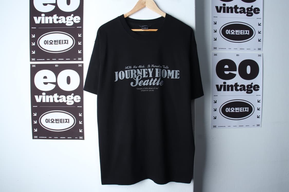 (L-XL) 반팔 티셔츠 레터링 블랙 올드스쿨-H33073 상품이미지2