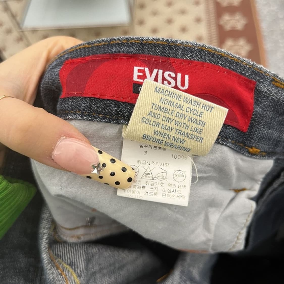 에비수 펑크 키치 하운드체크 포켓 데님팬츠 36인치 C09882 상품이미지7