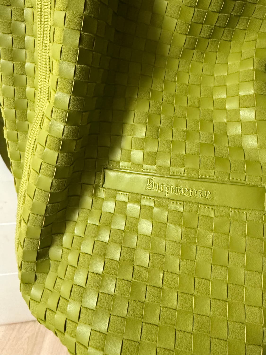 슈프림 레더 집업 니트 가디건 상품이미지2