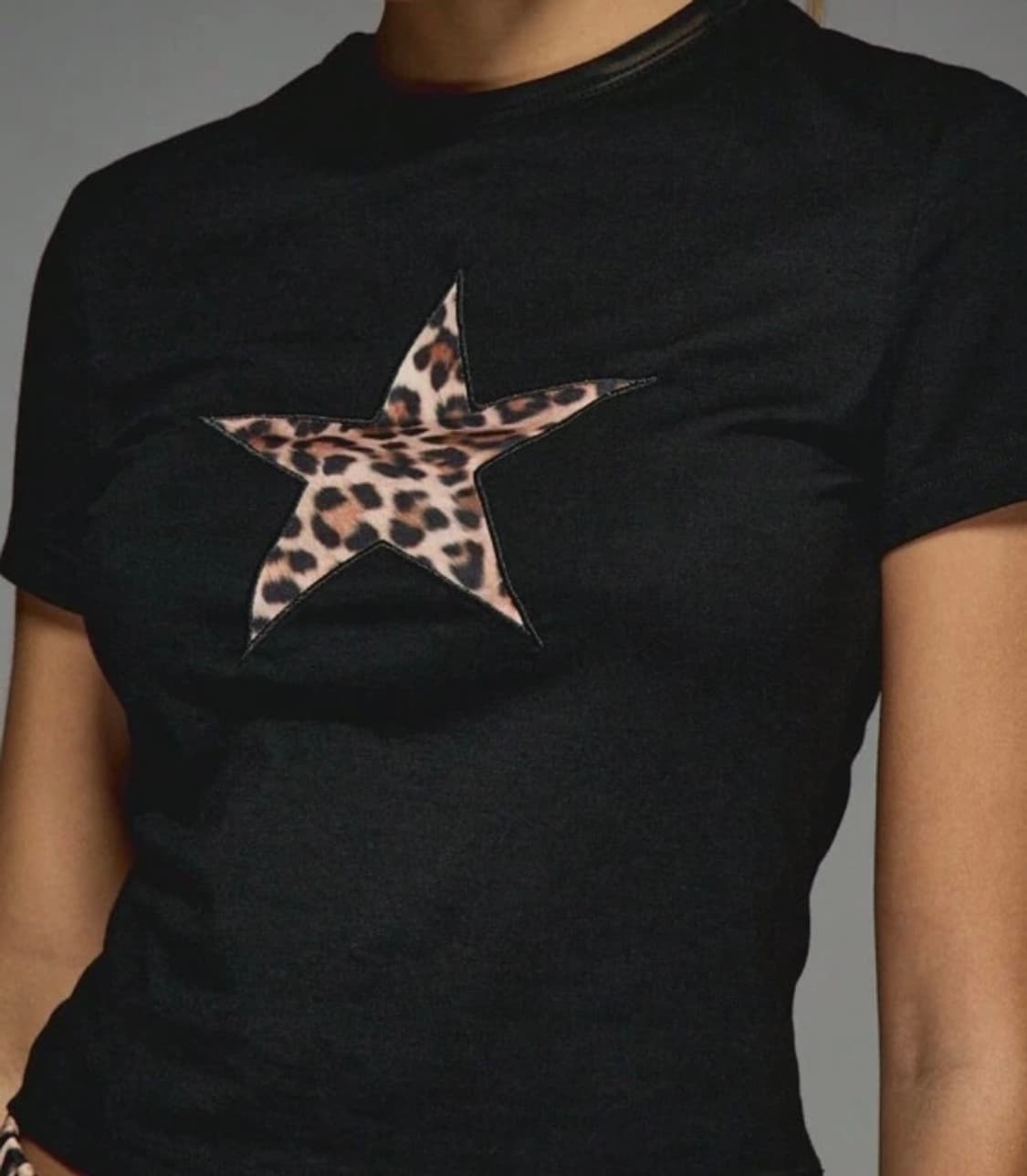 최저가 새상품 갸루 입문템! 호피 별 반팔 티 상품이미지1
