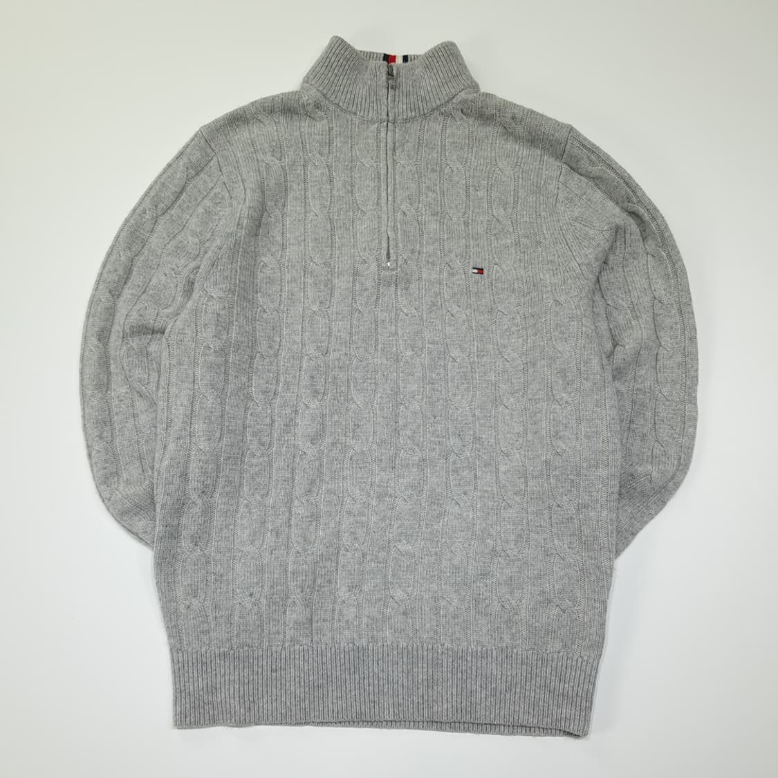 CL270 S 타미힐피거 램스울 케이블 하프집업 그레이 니트 상품이미지1