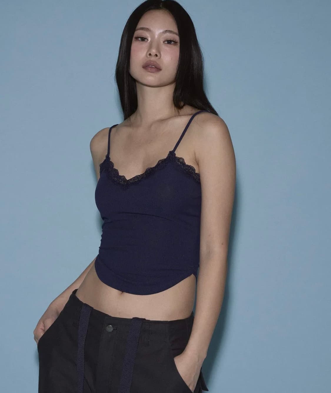 플리즈노팔로우 Flora lace top (Ocean Blue) 상품이미지1