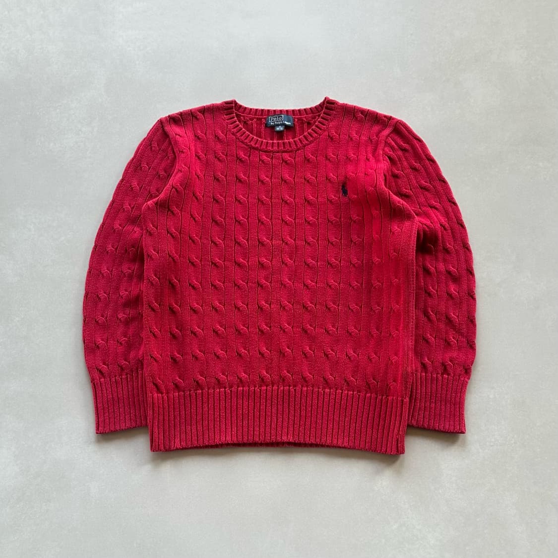 [XS]폴로 랄프로렌 꽈배기 니트 스웨터 레드 상품이미지1
