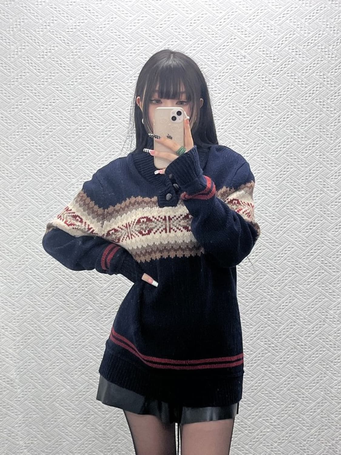 리바이스 노르딕 코위찬 숄카라 울 뜨개 니트 L C10220 상품이미지2