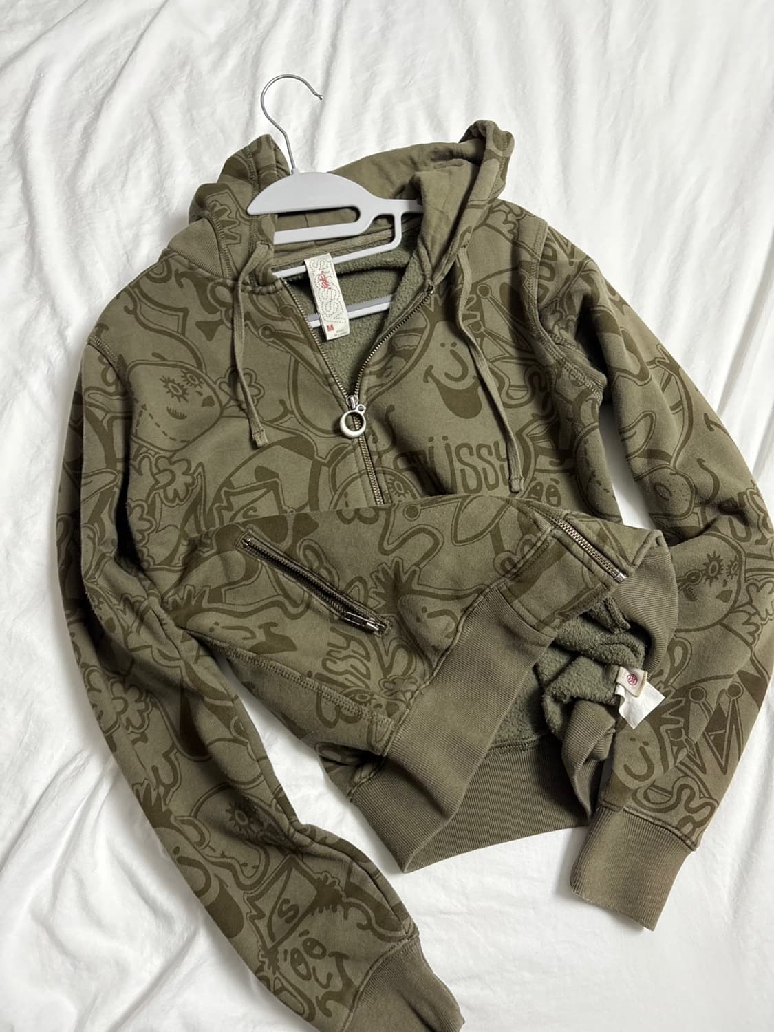 스투시 카키 올드 후드집업 상품이미지3