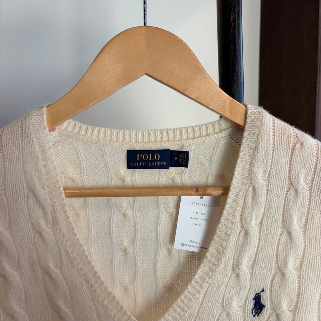 15295 -폴로 랄프로렌 브이넥 케이블 니트 (울 90% 캐시미어10% 상품이미지5