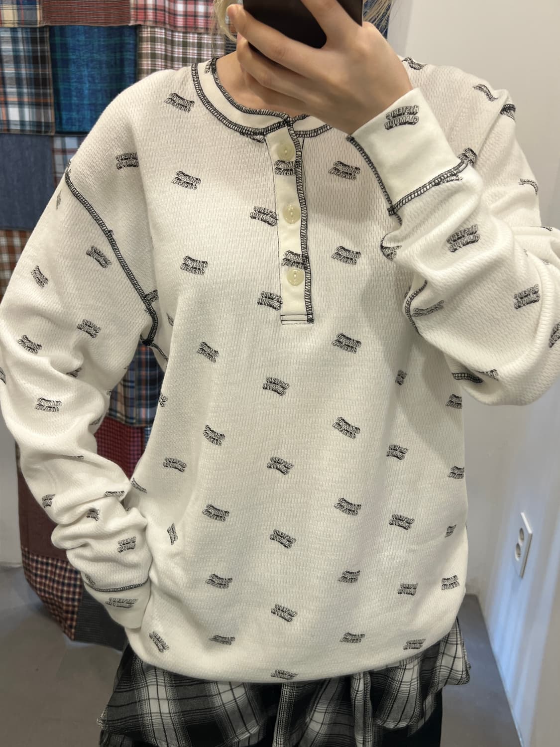 히스테릭 글래머 로고 패턴 와플 롱슬리브 상품이미지2