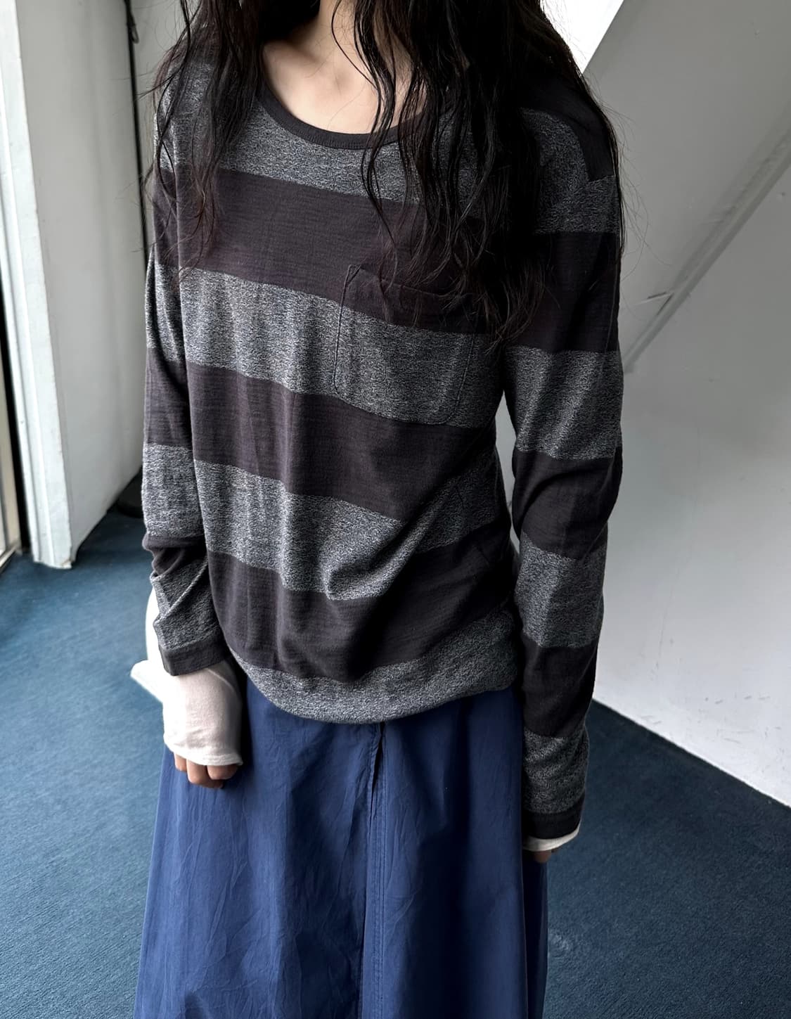 Border stripe design L/S top 상품이미지7