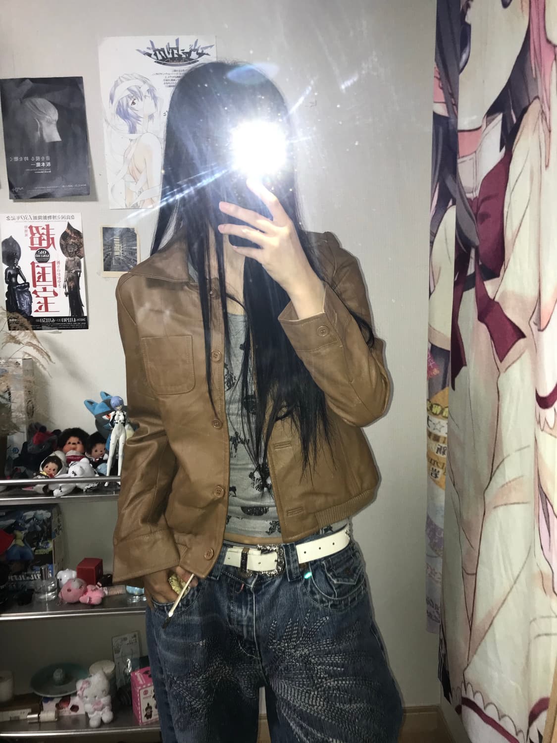 Biemme 브라운 카라 버튼 레더자켓 상품이미지3