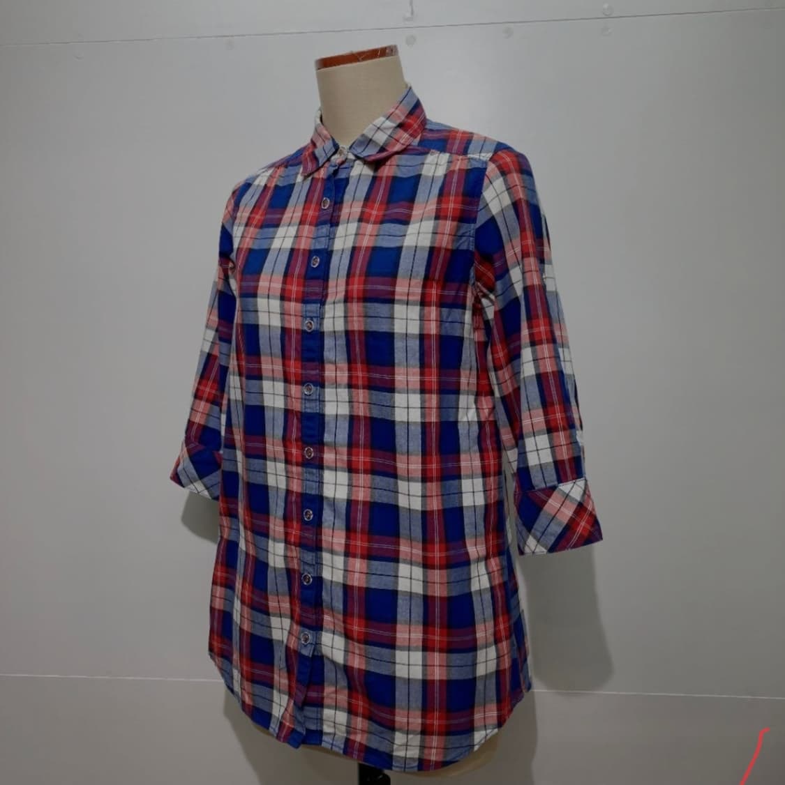 타미힐피거 체크 셔링 롤업 셔츠 상품이미지6