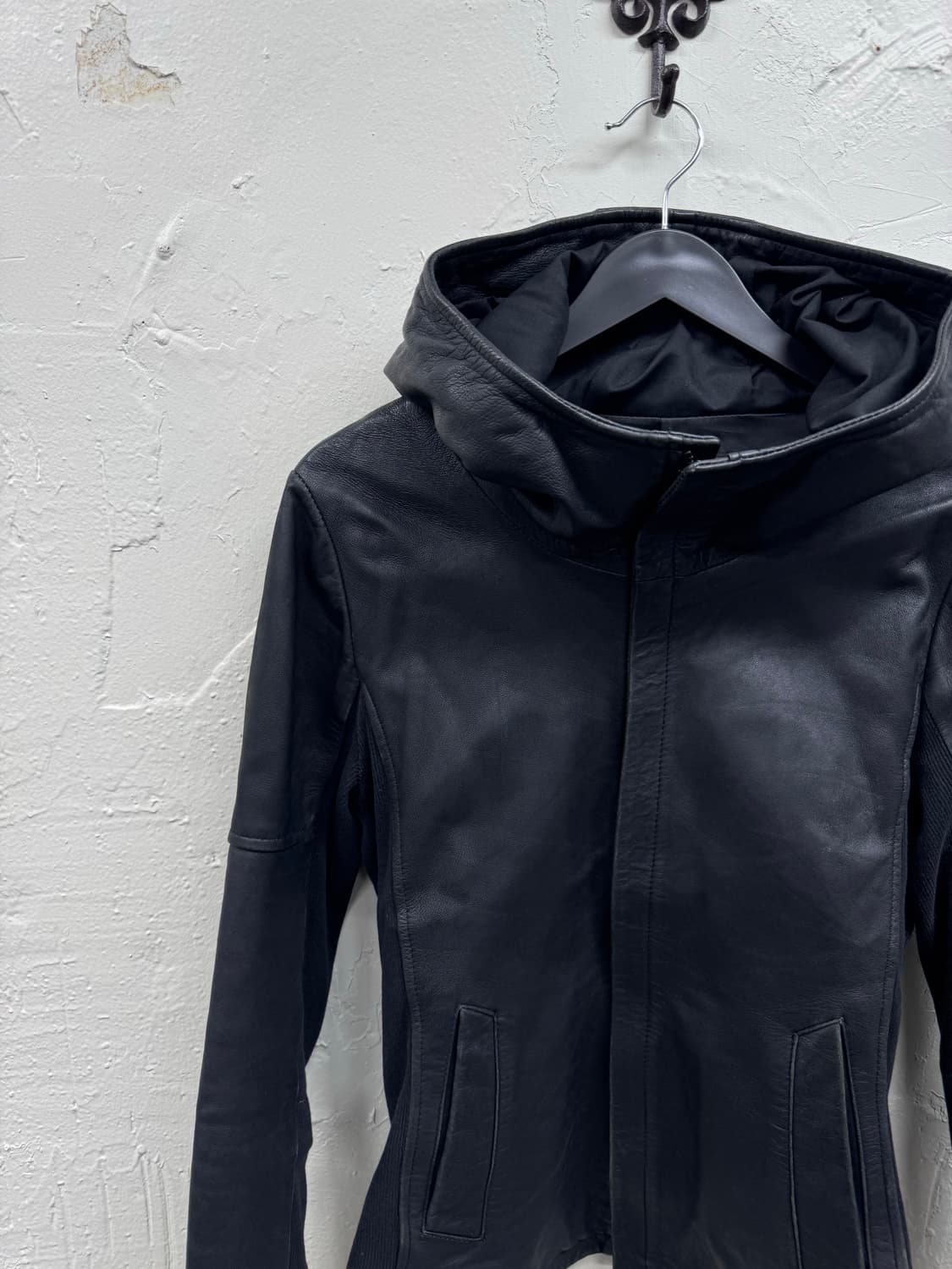 No id 00s archive ninja hood leather jac 상품이미지3