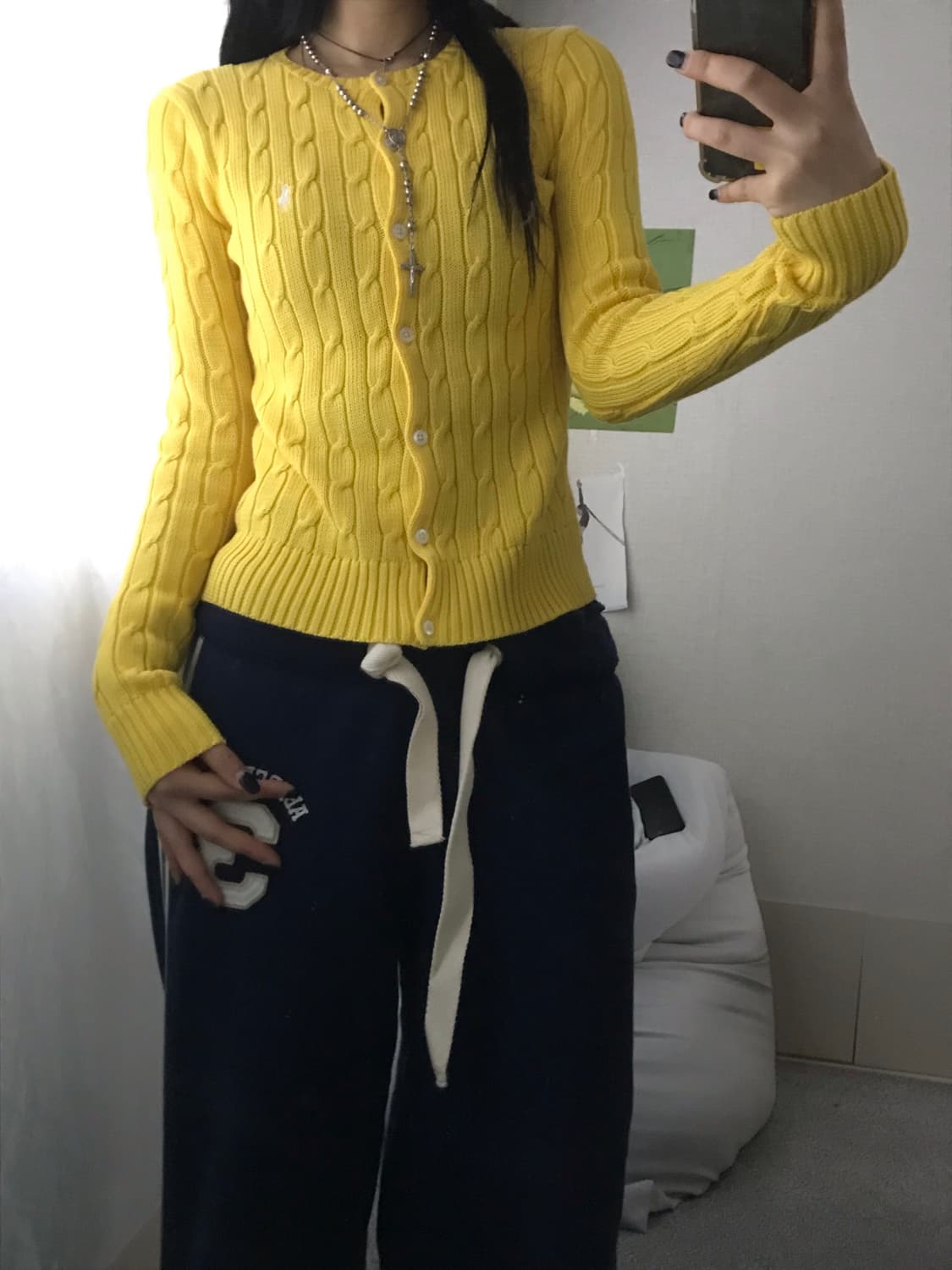 폴로 옐로우 케이블 가디건 상품이미지2