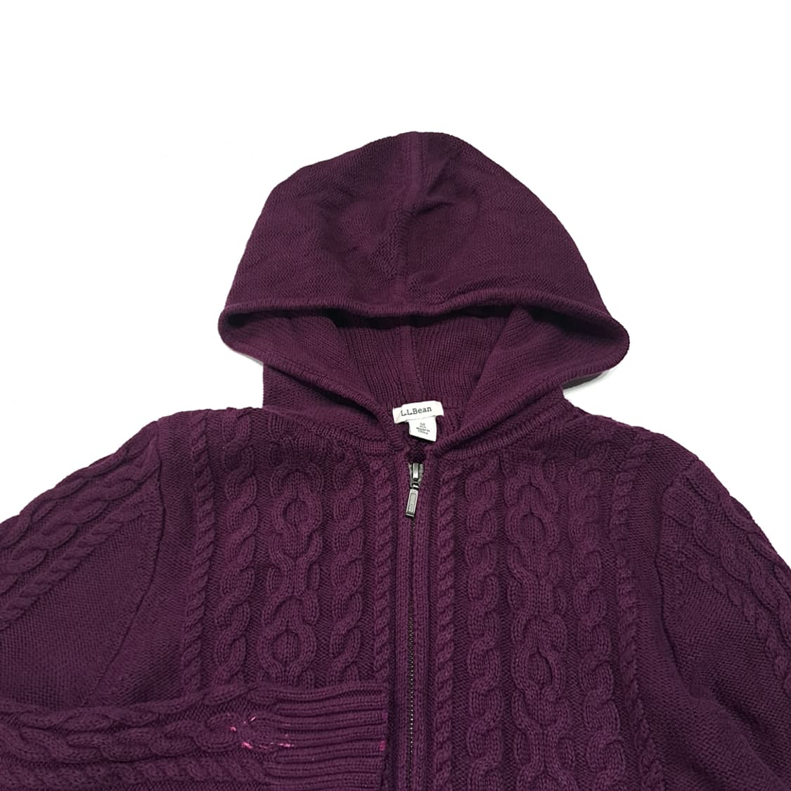 CL307 M 엘엘빈 00s 케이블 후드 집업 다크퍼플 니트 스웨터 상품이미지2