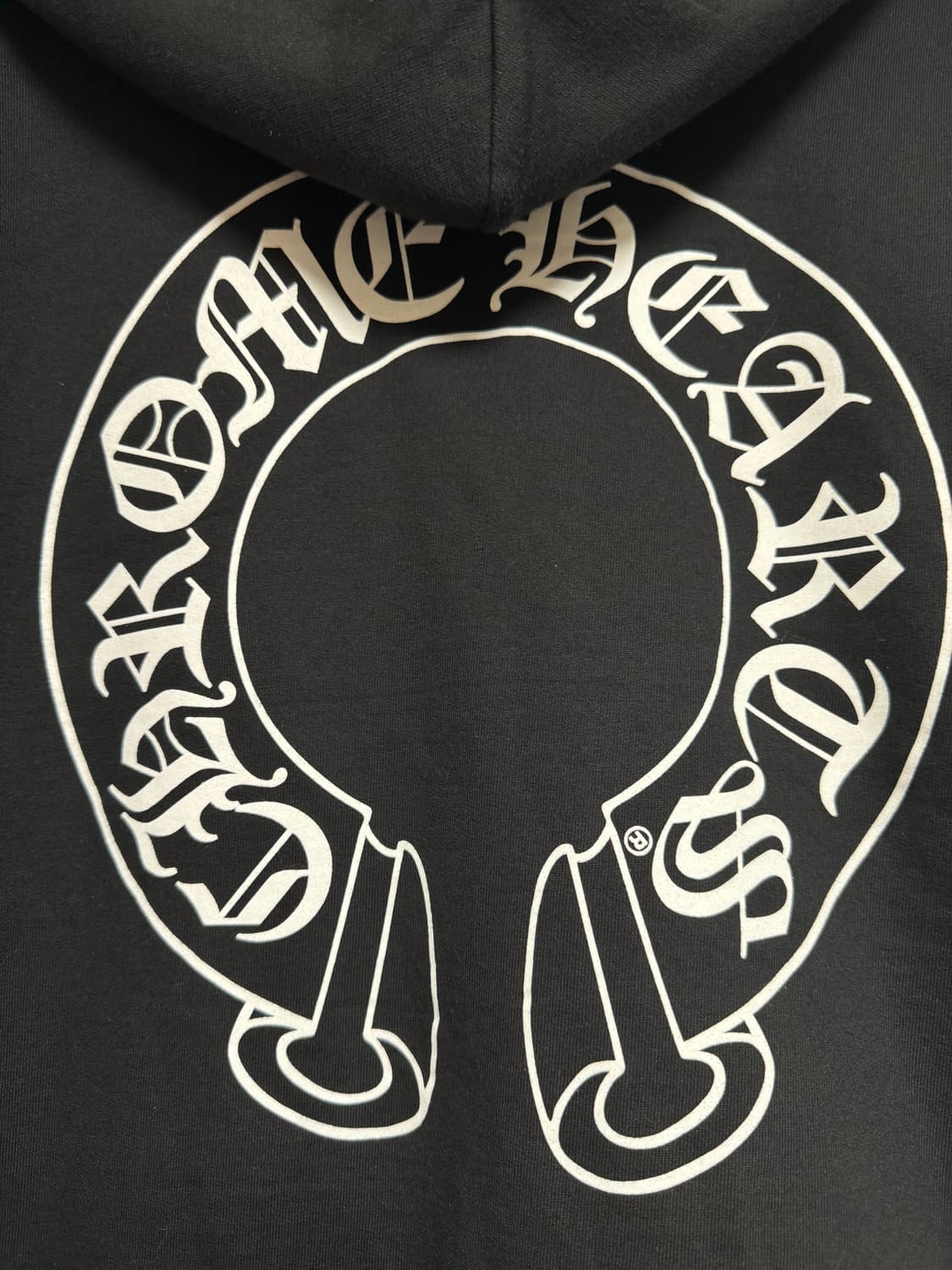 크림발 크롬하츠 홀스슈 플로랄 플리스 퍽유 집업 후드 블랙 M 상품이미지6