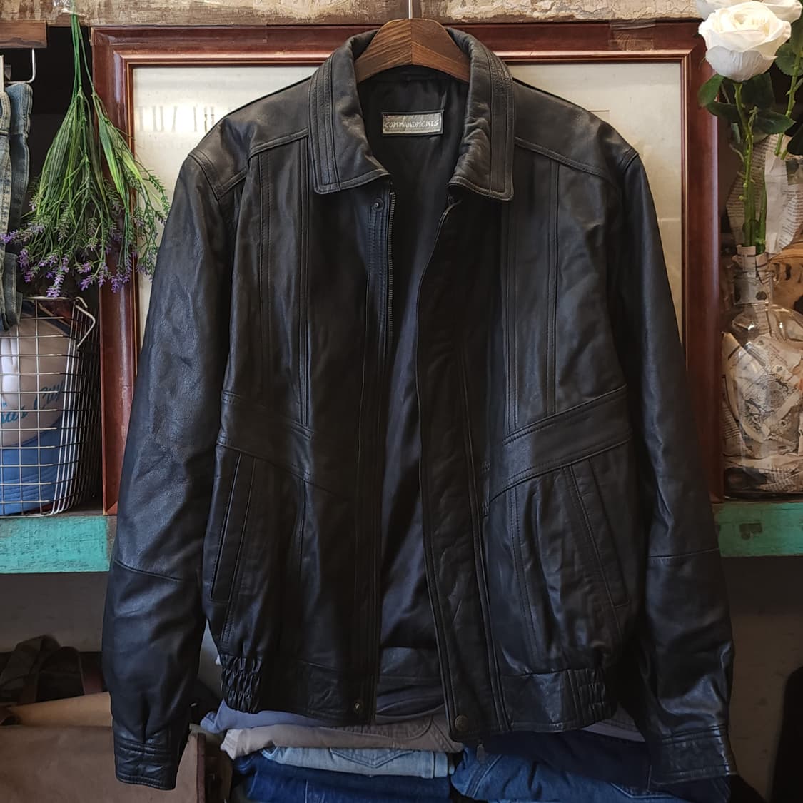 90s 빈티지 레더자켓 독일 레더 봄버자켓 플라이트 자켓 m 상품이미지2