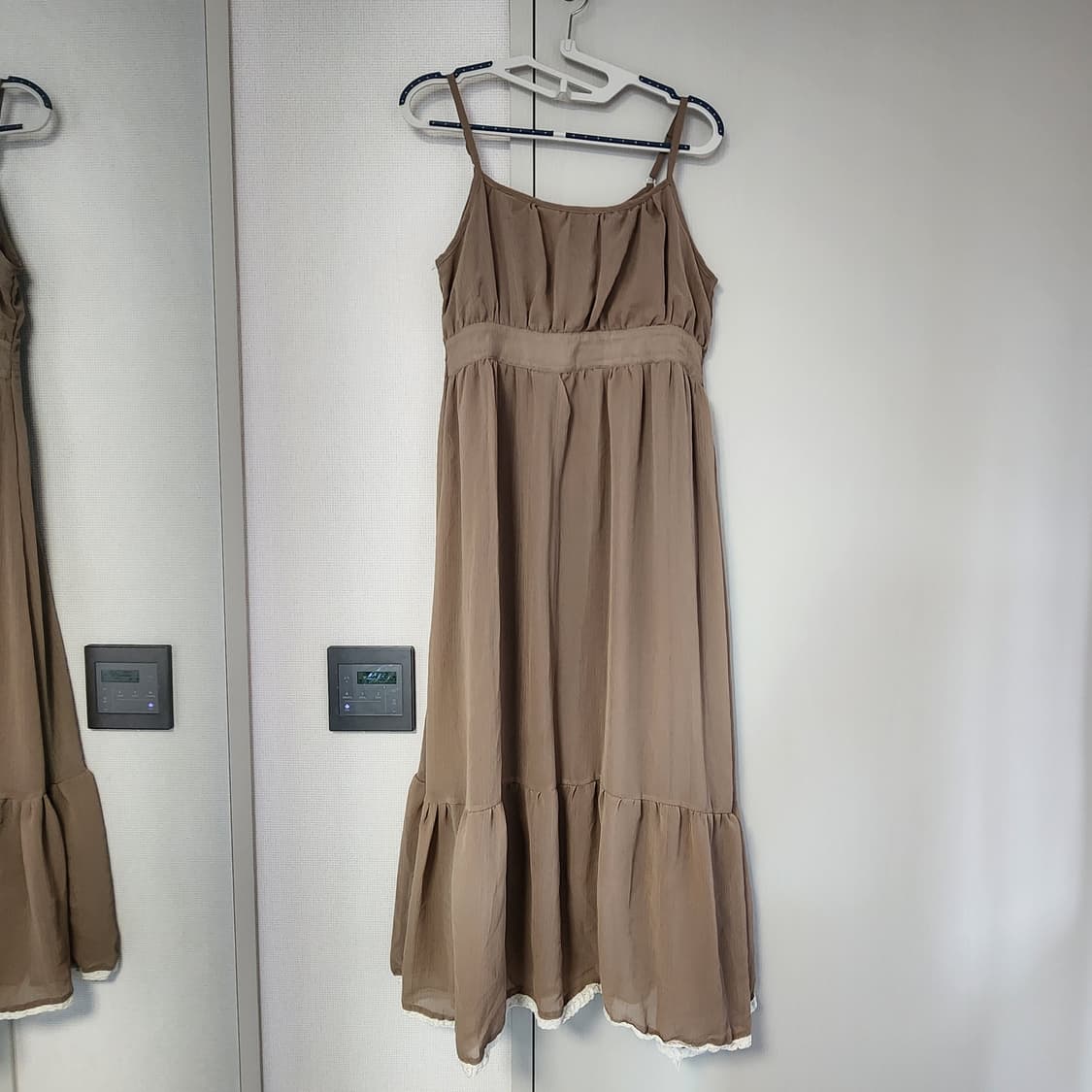 빈티지 모리걸 레이스 포인트 나시 롱원피스 브라운 히피 레이어드 상품이미지1