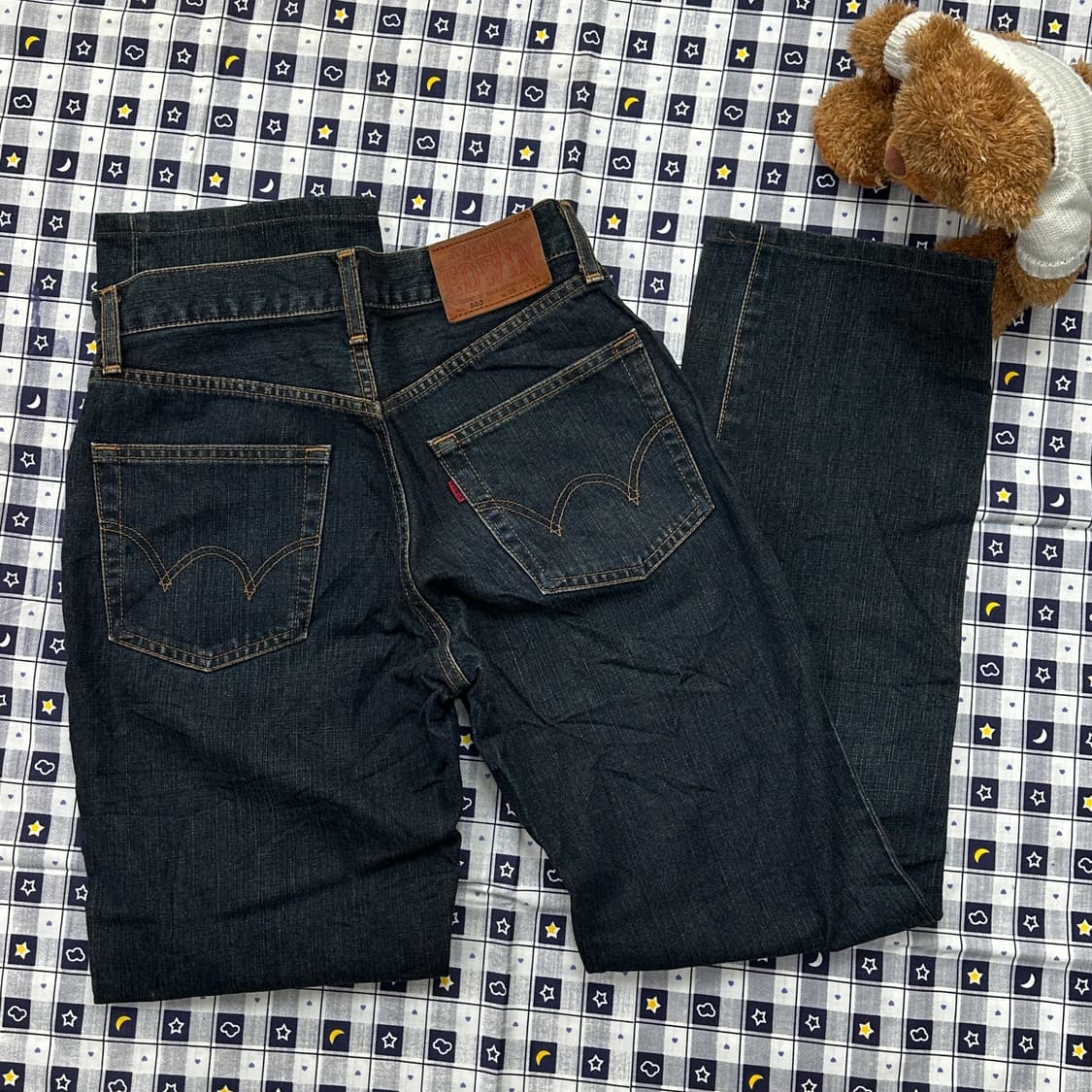 에드윈 503 28*33 진청 워싱 데님 일자핏 팬츠  상품이미지5