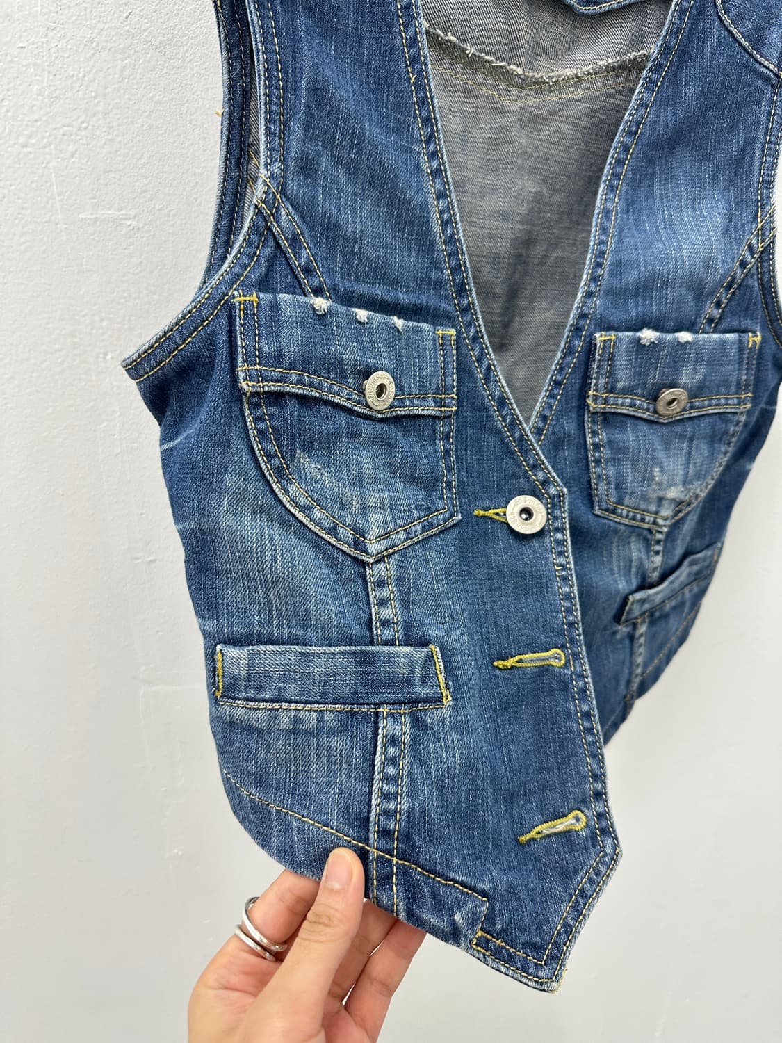 Vintage ribbon detail denim vest 상품이미지4