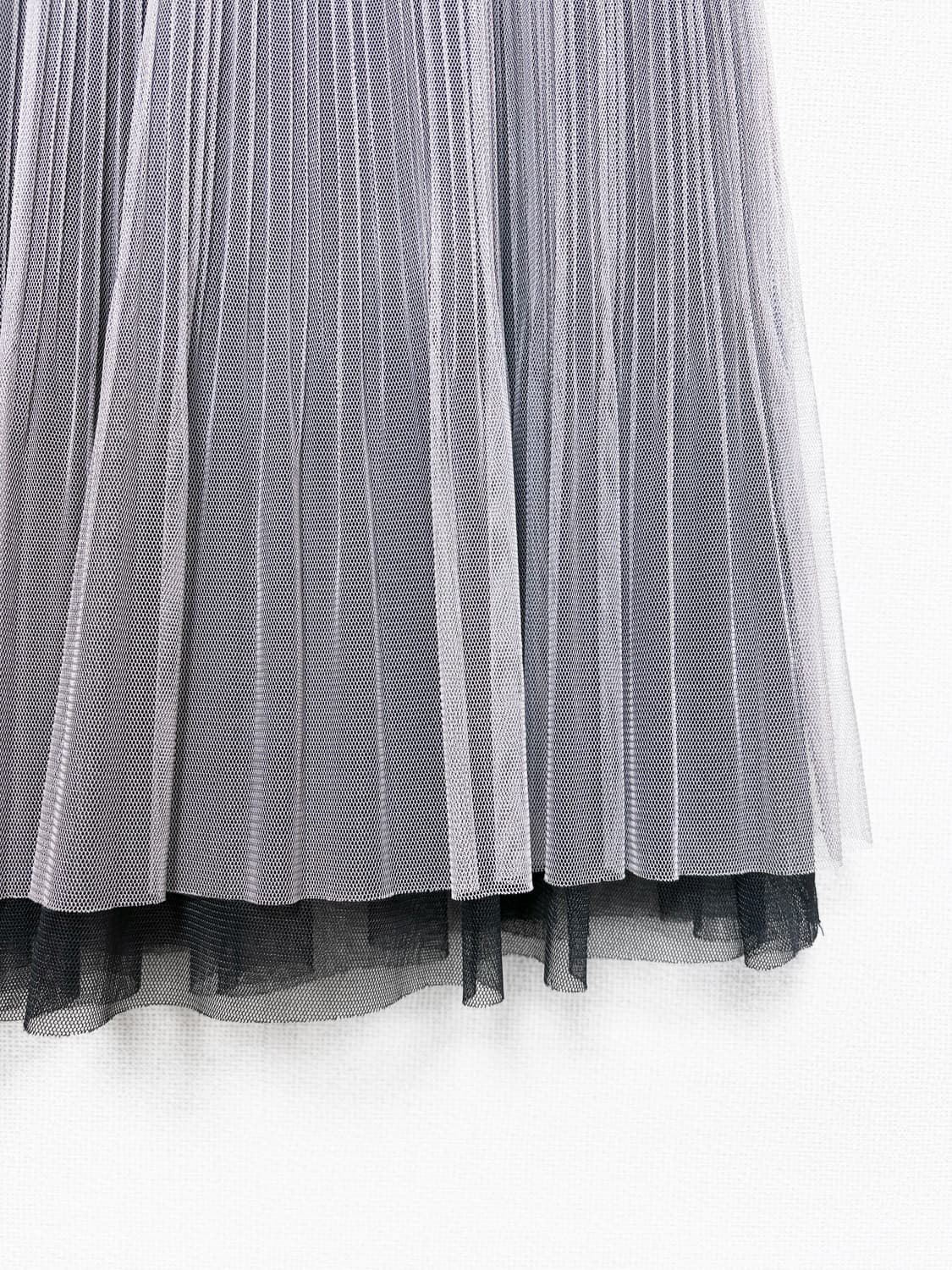 Layered Sheer Pleated Skirt – Purple Gre 상품이미지5