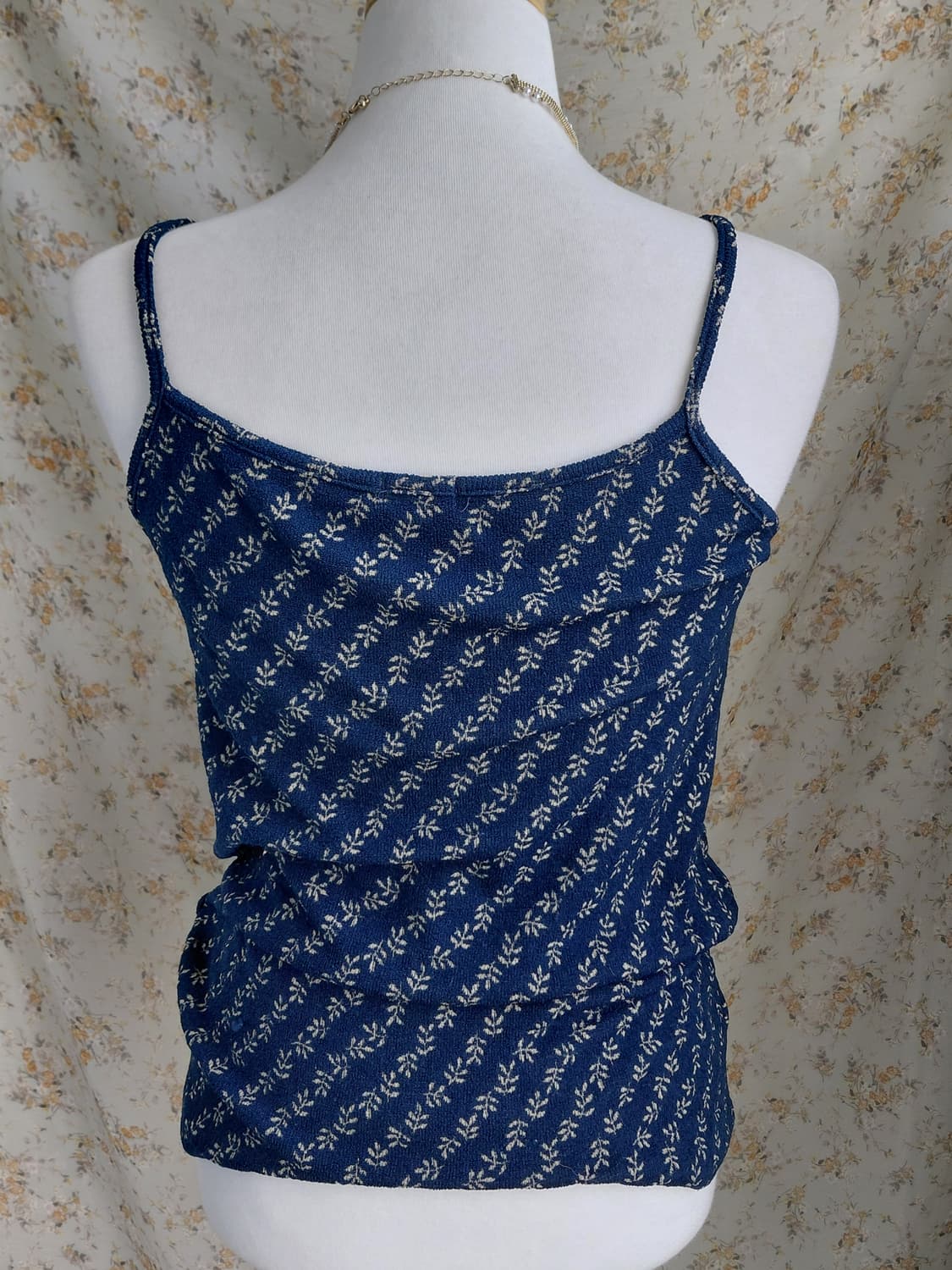 [일본빈티지] 네이비 꽃무늬 슬리브리스 탑 상품이미지3