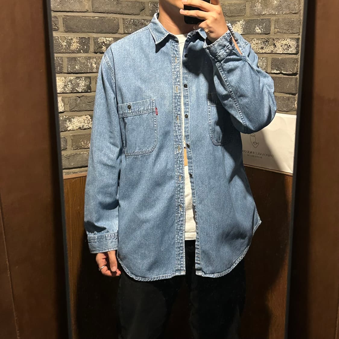 L) 리바이스 투포켓 워크 데님 셔츠 자켓 메탈 버튼 L84 상품이미지8