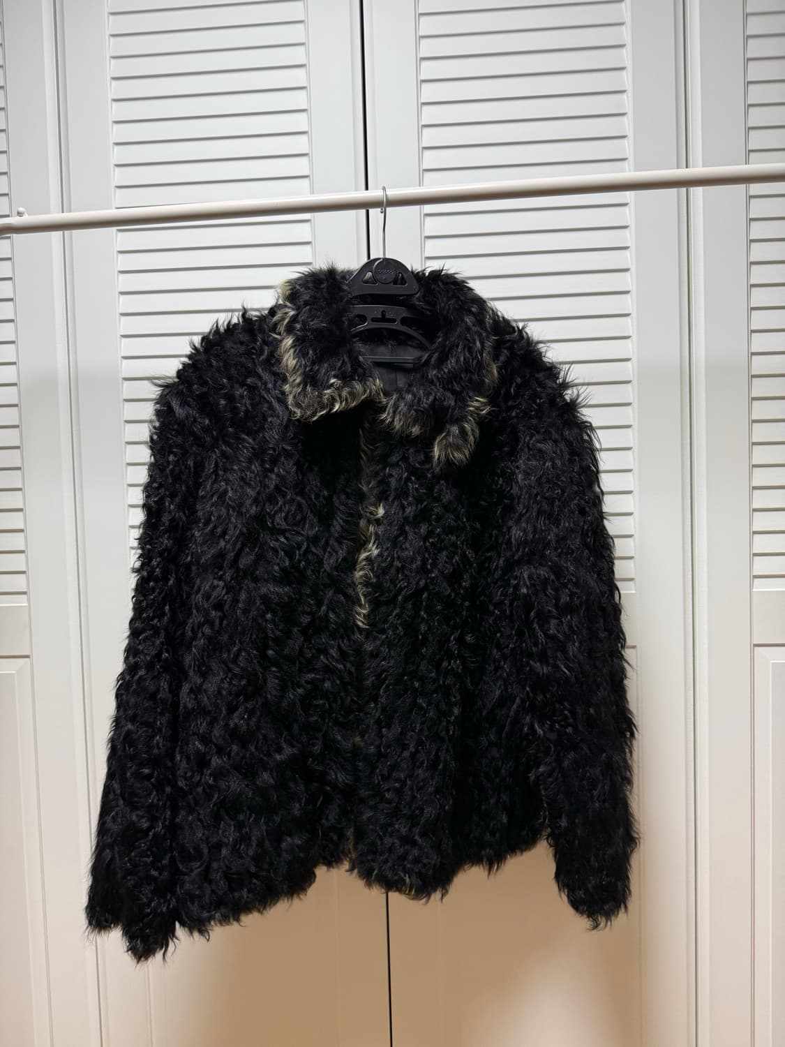 블랙 퍼 자켓 (토끼털 혼방 상품이미지1