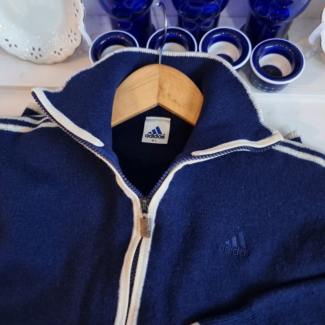 아디다스 네이비 3라인 집업 니트 가디건 상품이미지6