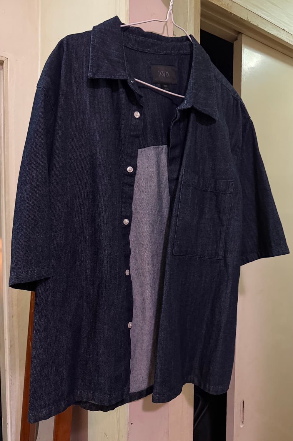 ZARA 자라 데님 릴랙스핏 반팔 셔츠 1820/320/405/L L 상품이미지1