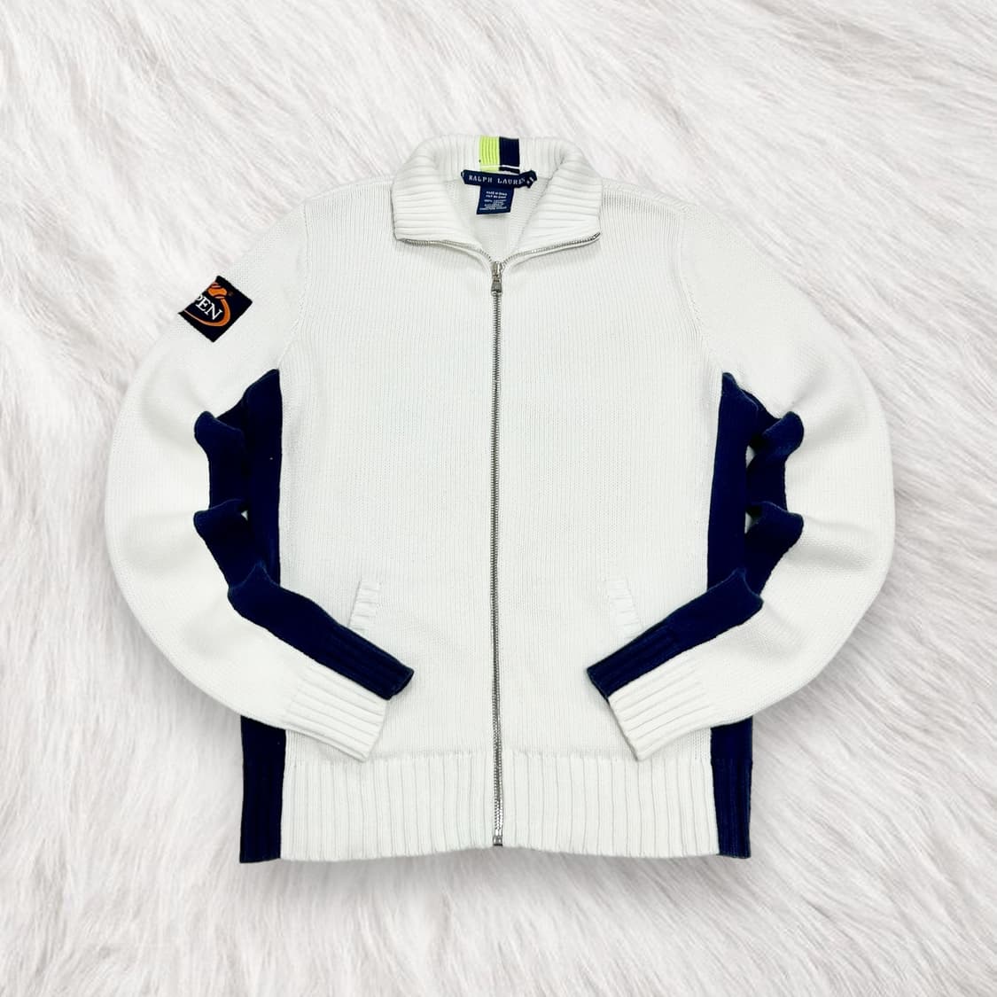 폴로 네이비배색 화이트 니트집업 상품이미지5