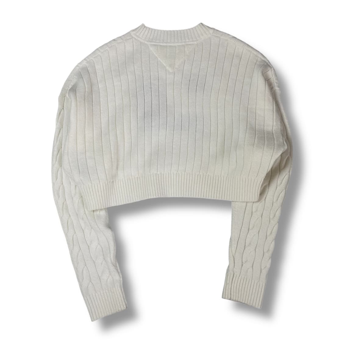 타미힐피거 화이트 빅로고 크롭 니트 S 상품이미지3