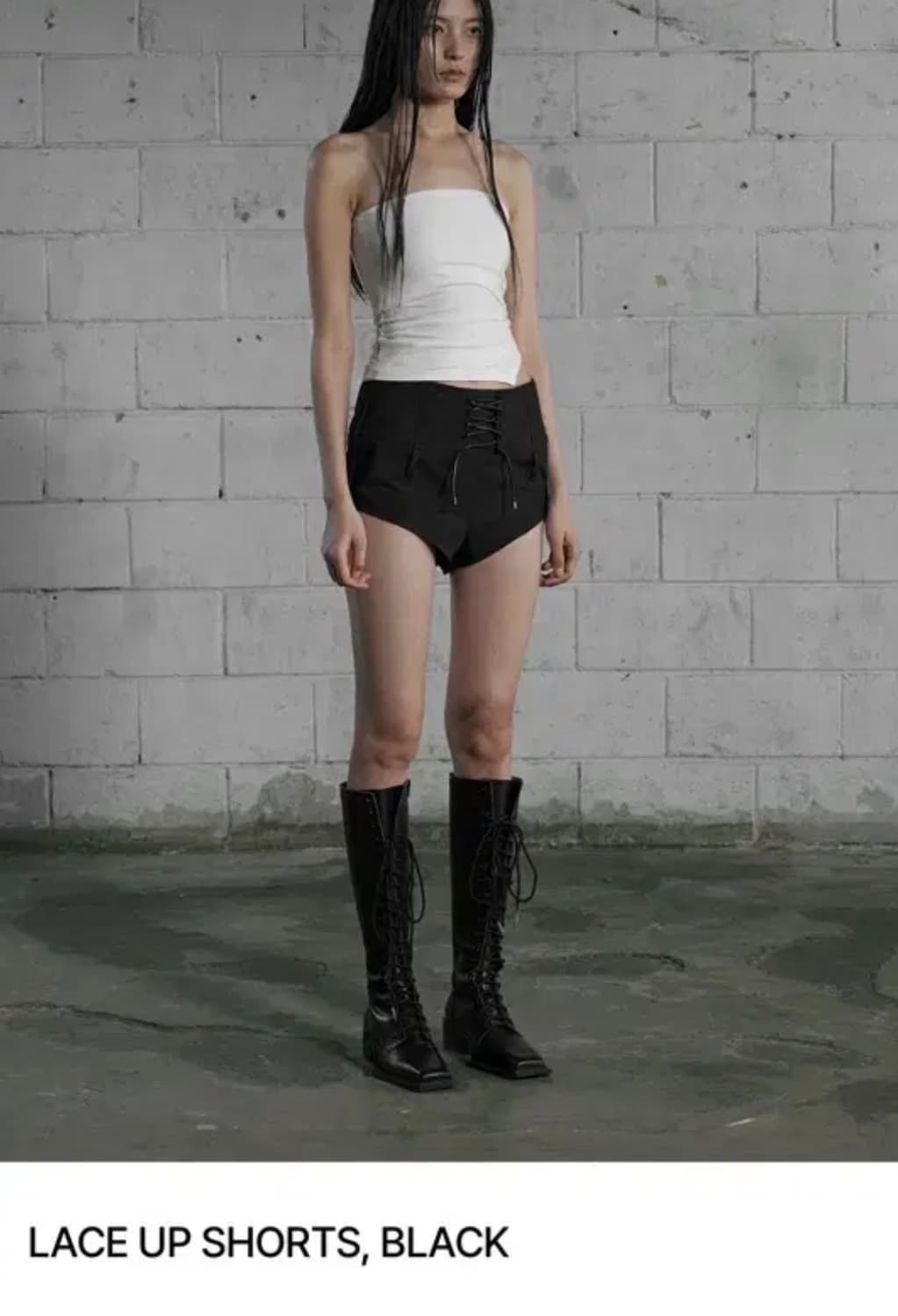 보헤미안서울 LACE UP SHORTS, BLACK 상품이미지1