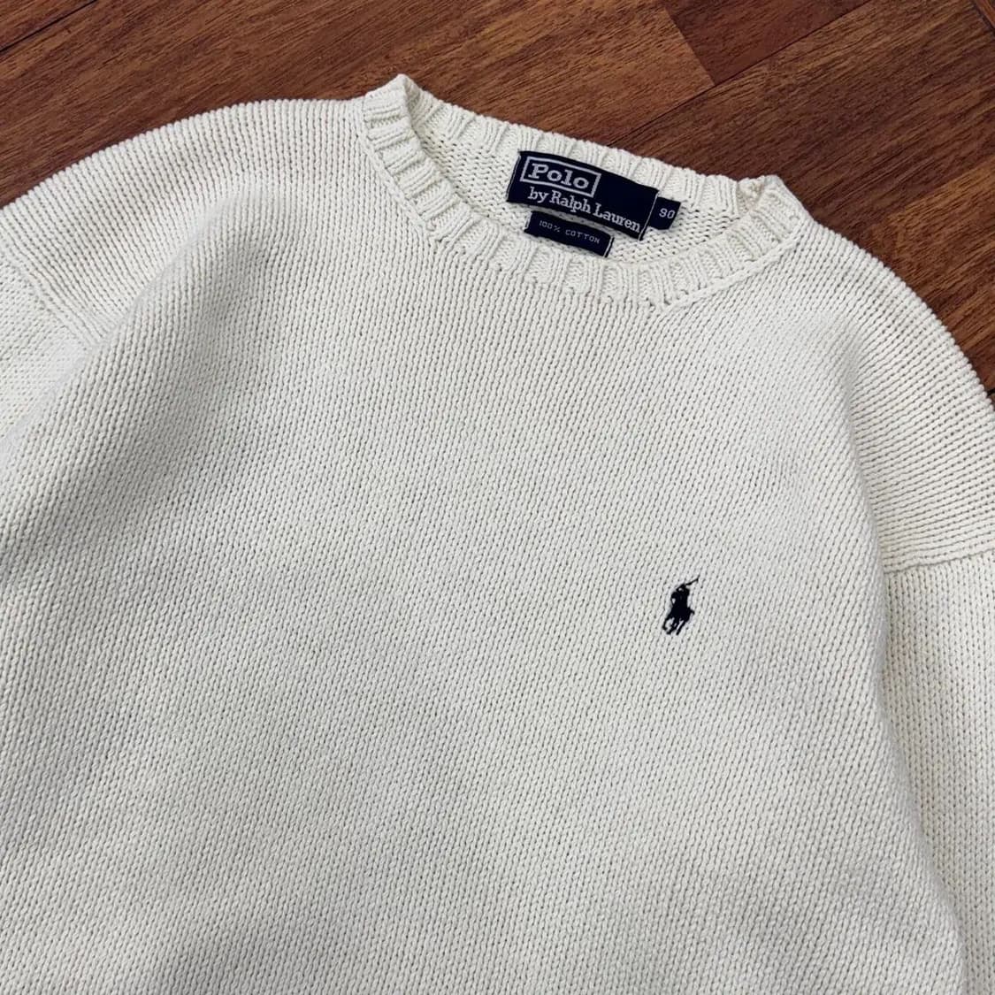 90(95) 폴로 랄프로렌 아이보리 라운드 니트  상품이미지2