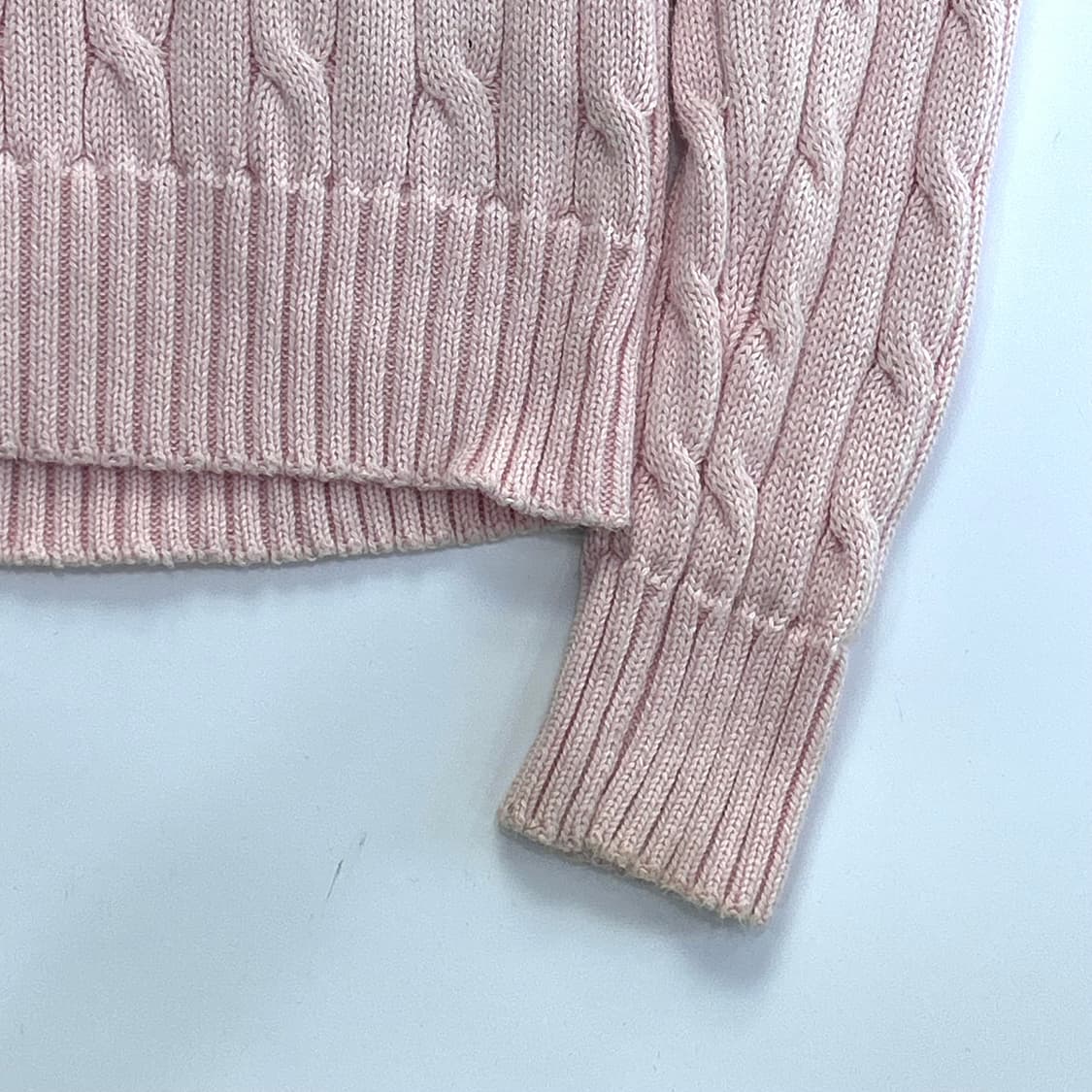 Polo 폴로 아이보리 포니 라이트핑크 케이블 니트  상품이미지5