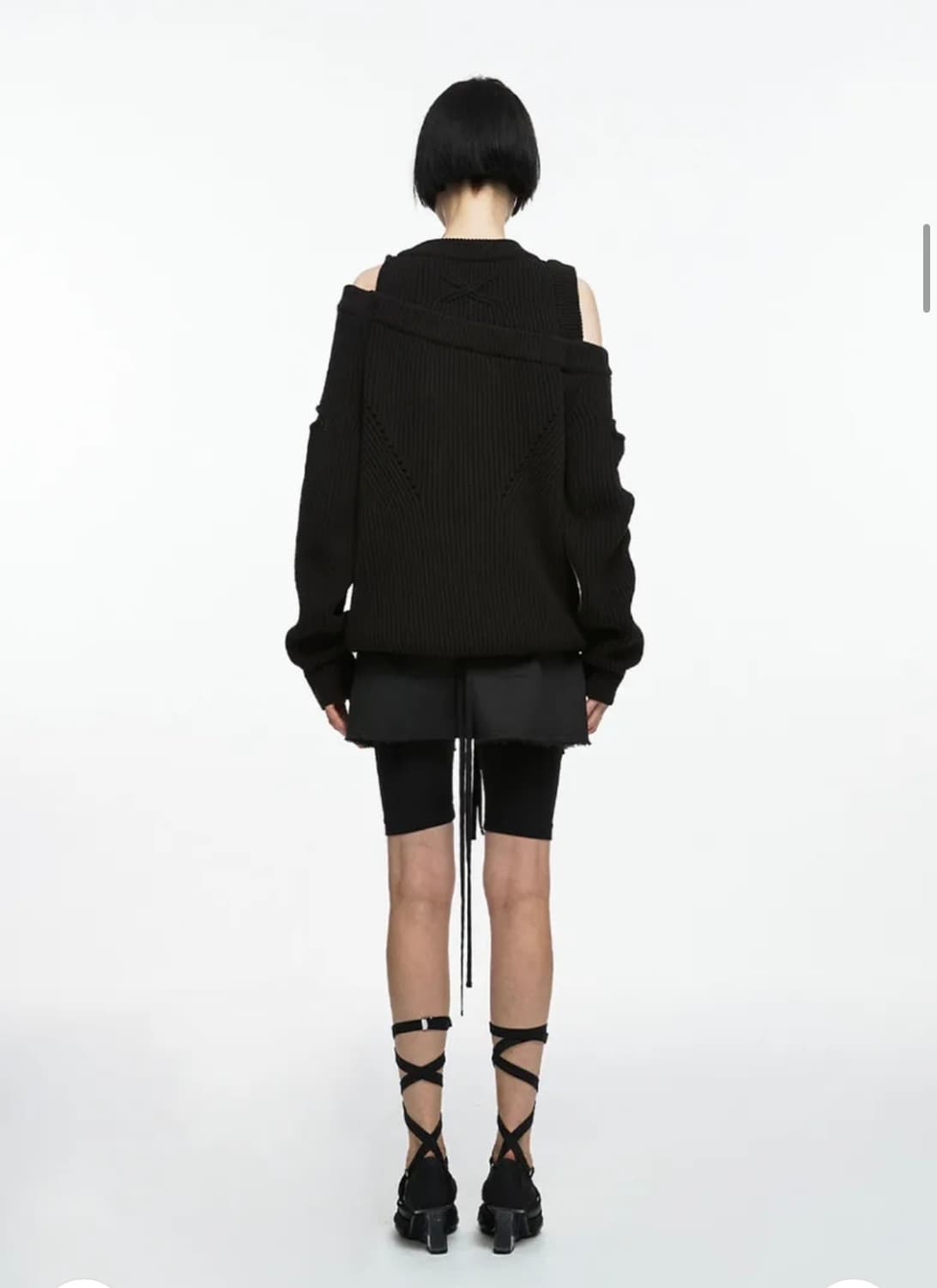 나체 ASYMMETRIC LAYERED KNIT BLACK 새상품 상품이미지2