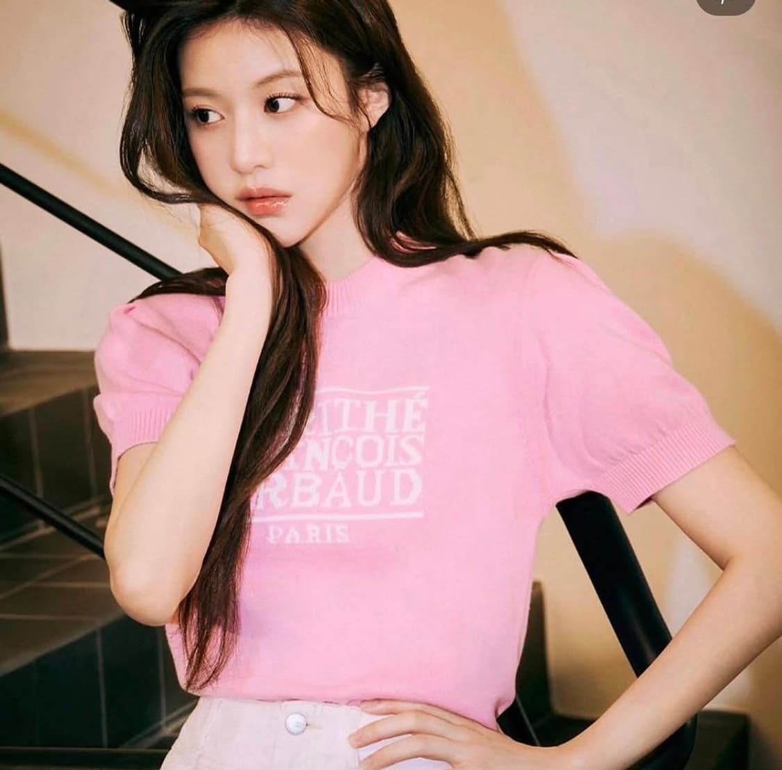 [정품] 마리떼 프랑소와 저버 클래식 로고 반팔 니트 (핑크/OS) 상품이미지5