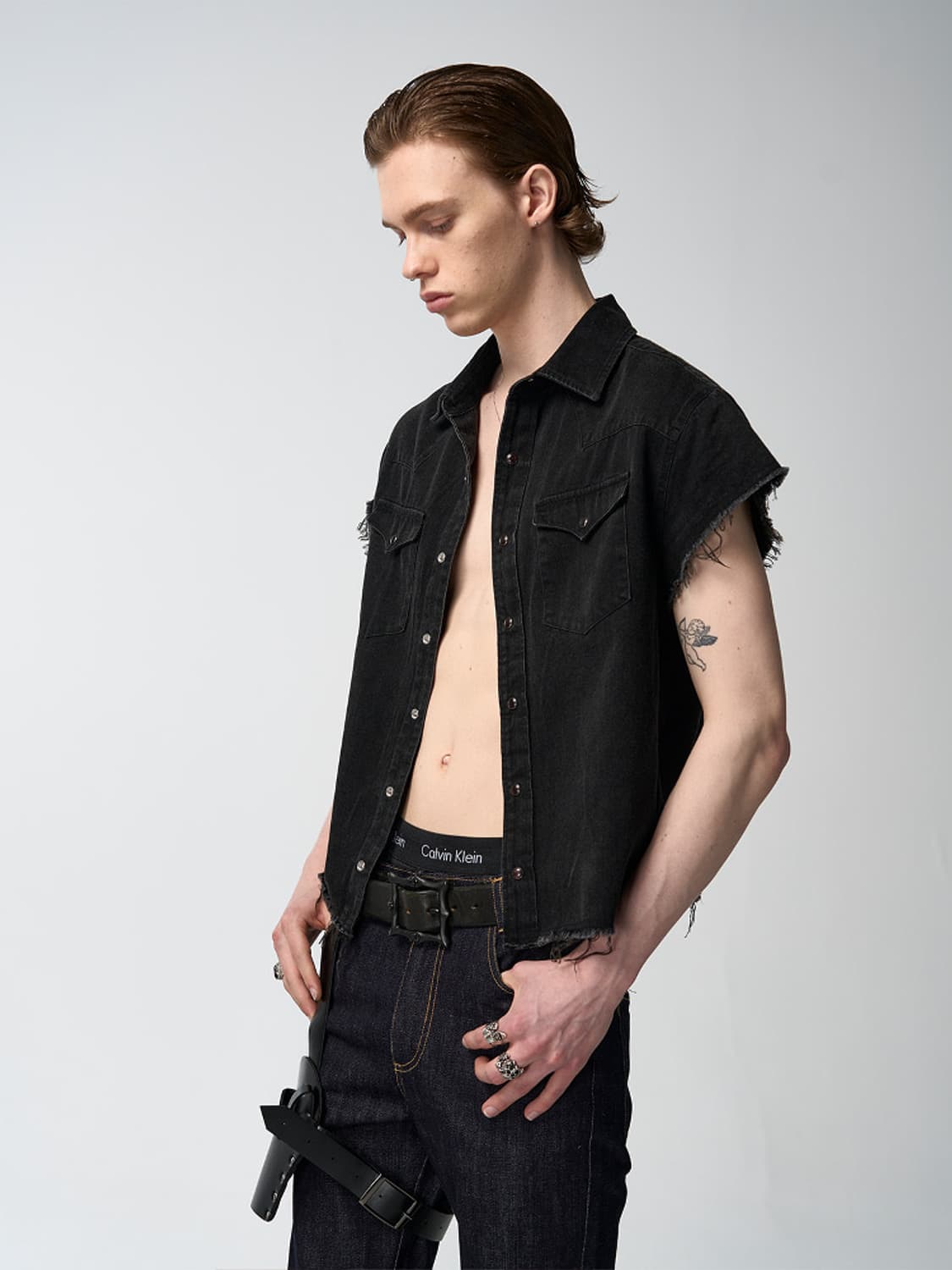 Kirr 데님 블랙 셔츠 L 상품이미지2