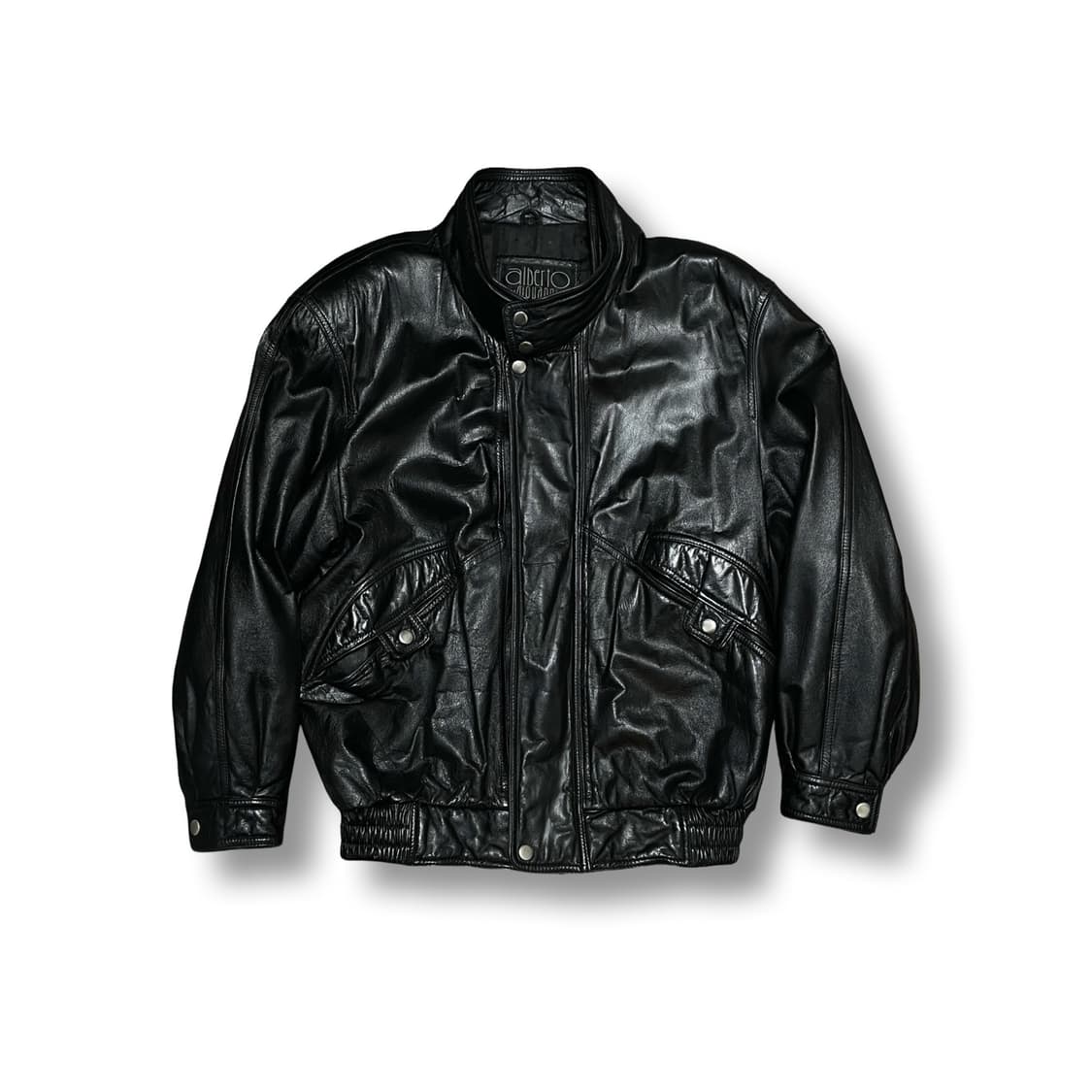 [L] 알베르토 빈티지 소가죽 블랙 봄버 자켓 상품이미지1