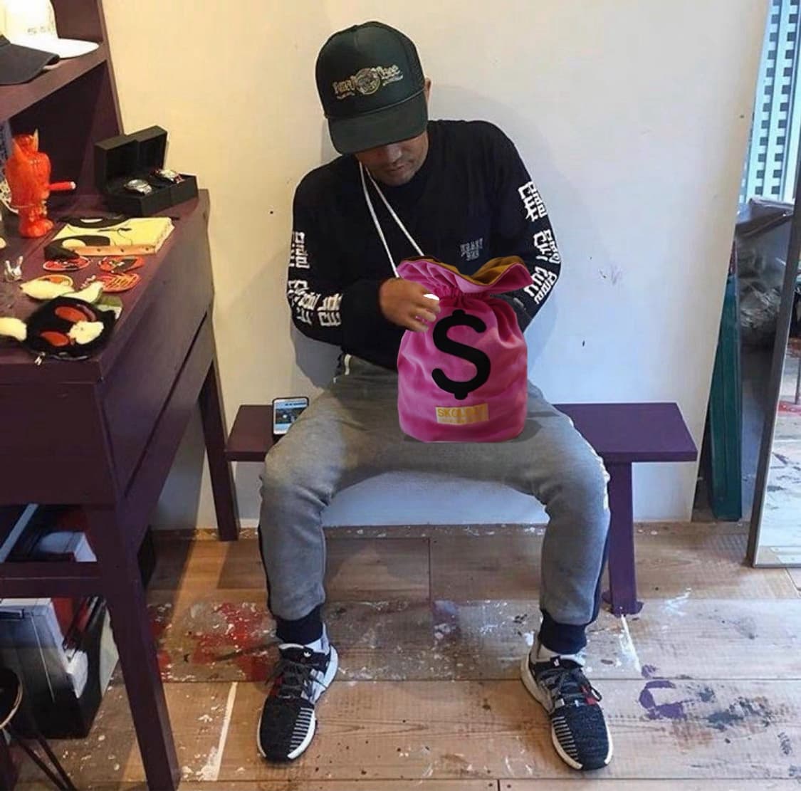 Skoloct 머니백 💲벨벳  핑크 호피 상품이미지1