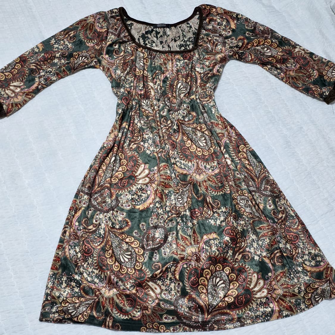 일본빈티지)mouth 레트로 모리걸 페이즐리 오리엔달 보헤미안벨벳원피스 상품이미지1