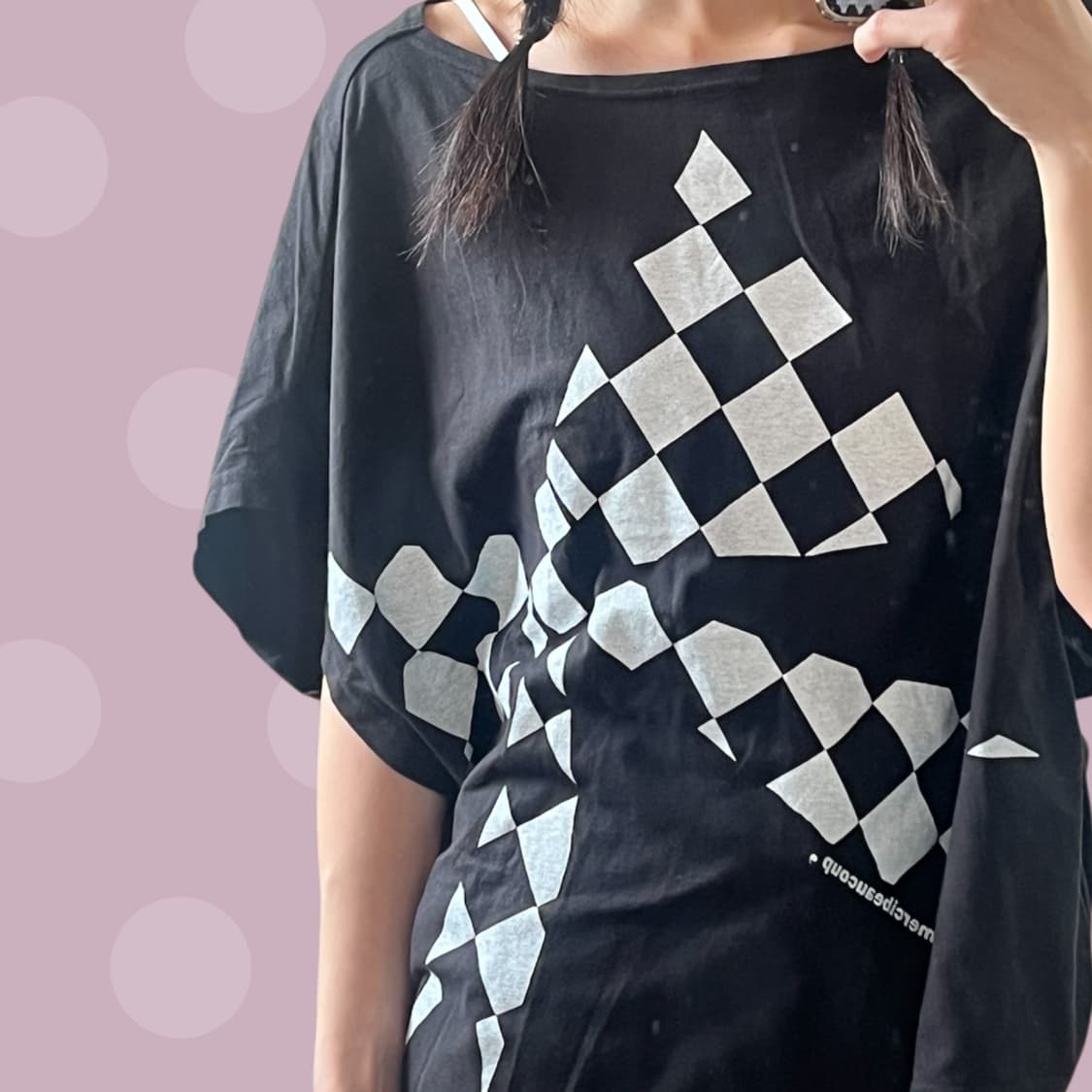 메르시보꾸 체커보드 리본 티셔츠 상품이미지4