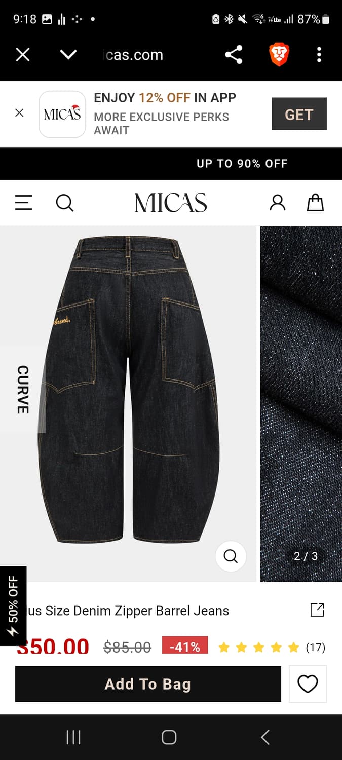 [새상품] 배럴핏 벌룬 데님 팬츠 상품이미지2