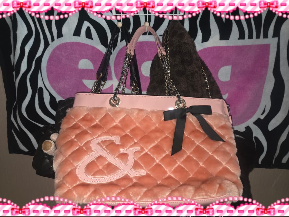 Pinky&Dianne 핑키앤다이안 갸루 핑크 퍼 체인 토트백 상품이미지1