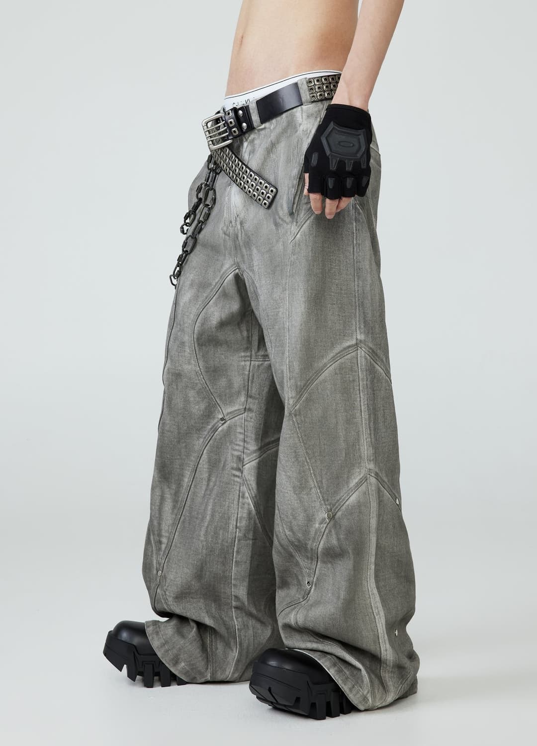 FRKM SCD 디스트로이드 워싱 플레어 팬츠 L  상품이미지4