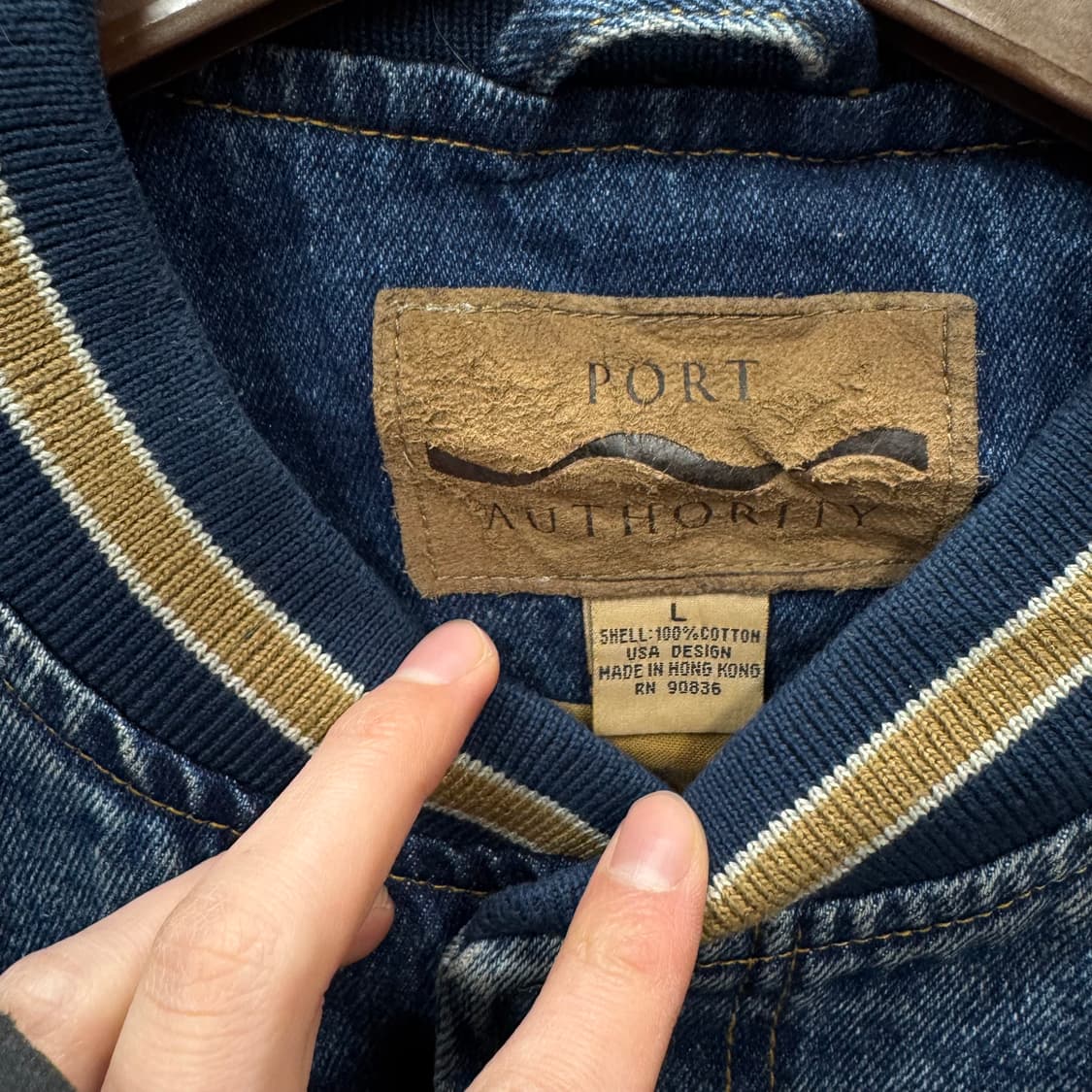 00s USA VINTAGE 데님 바시티자켓 브라운 배색 중청 상품이미지6