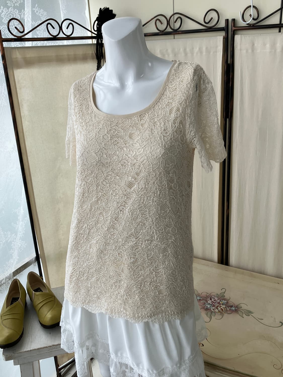 jpn vintage ivory lace half blouse 상품이미지3