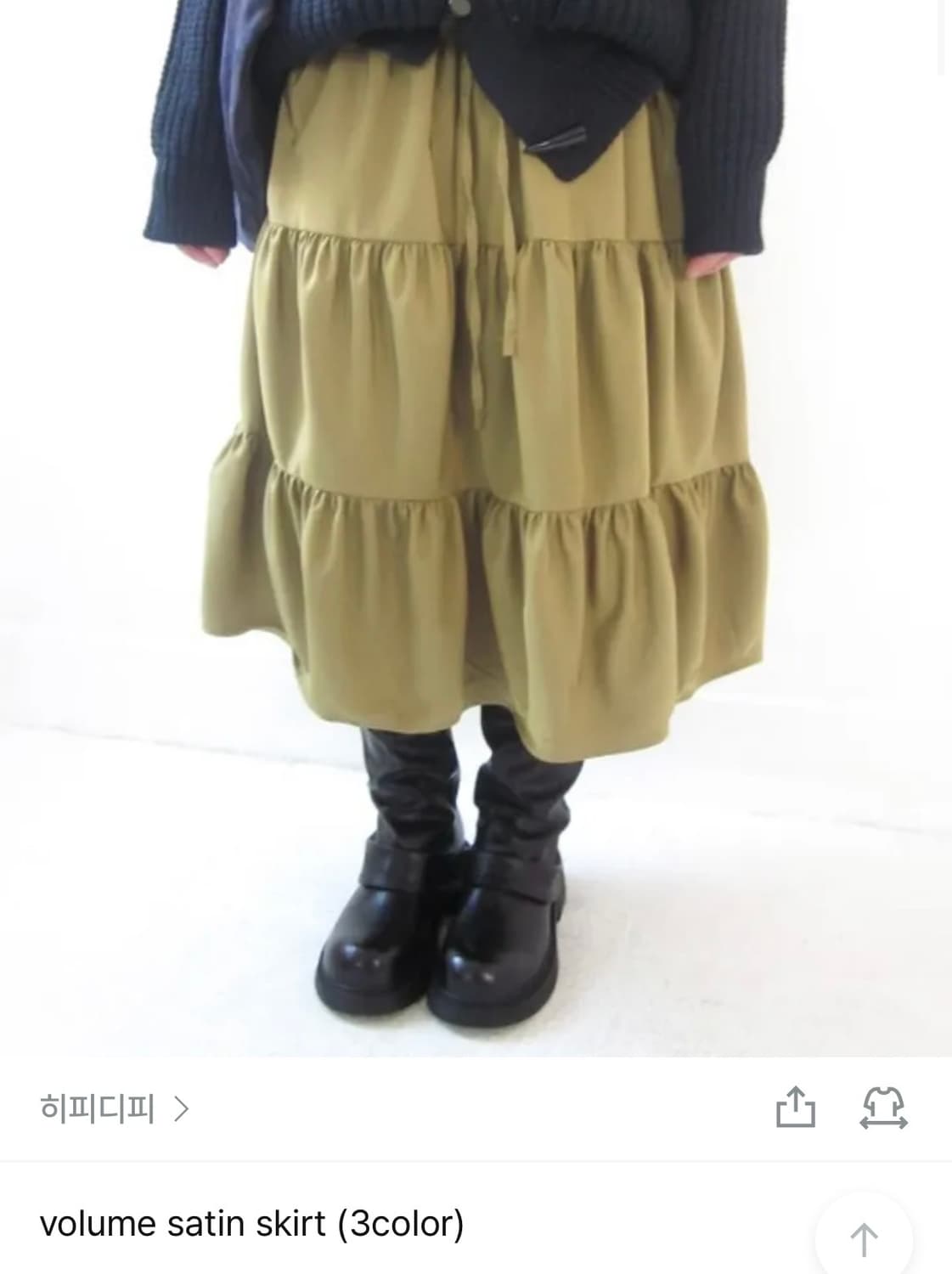 히피디피 새틴 캉캉 미디스커트 올리브 상품이미지1